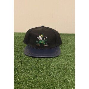 Vintage Notre Dame Fighting Irish hat cap snap back blue black leather deadstock